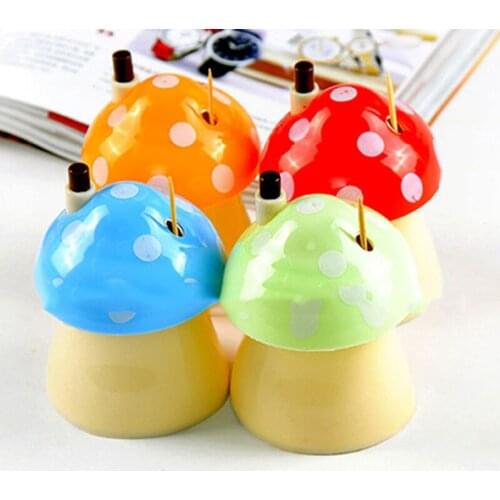 Toothpick Dispenser Tableware Toothpick Storage Container Box Dustproof Toothpick Holder Automatic Plastic Mushroom Shape
