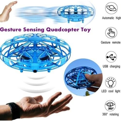 Mini Helicopter RC UFO Drone Aircraft Hand Sensing Infrared RC Quadcopter Electric Induction Flying Ball Plane Toys for Children