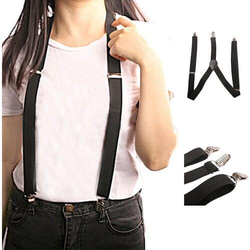 Fashion Elastic Suspender Y-Back Black Women Mens Students DIY Pants Accessories Clip-on Braces Suspenders Jeans Trousers