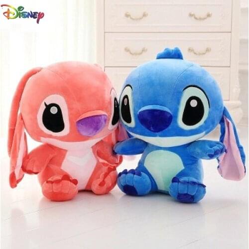 Disney Cartoon Stitch Angel Plush Blue Pink Dolls Cloth Anime Toys Stuffed Cotton Kid Gift Couples Lovers Present For Children