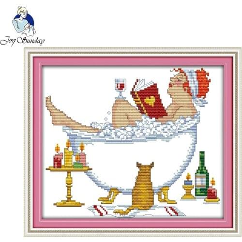 Joy Sunday Figure Style Bathing beauty Needlework DIY Cross Stitch Kits for Embroidery Stamped Counted Cross-Stitching Embroidy