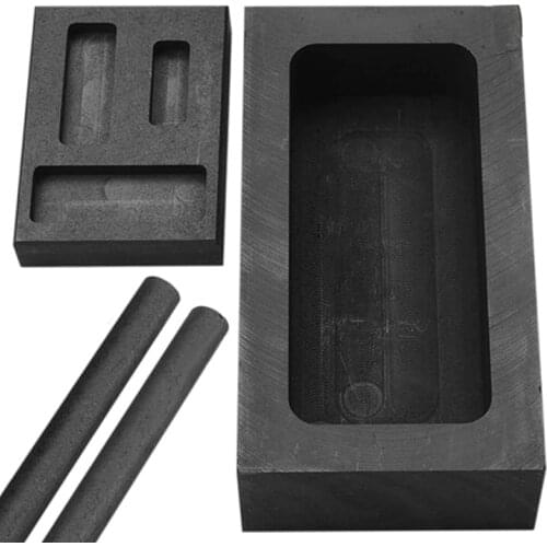 4 Pcs Graphite Ingot Mold Set, 3-In-1 High Purity Graphite Molds with 2 Graphite Stir Rod, 1 KG Graphite Ingot Mould