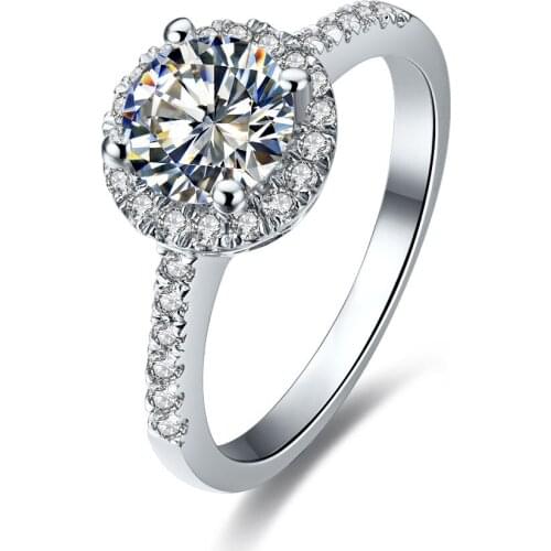 Credible High Quality 18K White Gold Au750 Ring Elegant 1Ct Diamond Ring Promise Love Forever