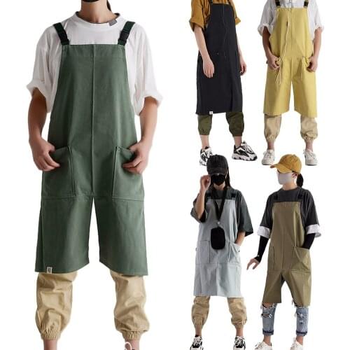Restaurant Bib Waterproof Overalls Work Clothes Apron Cotton Kitchen Anti-oil Fume Anti-renovation Apron