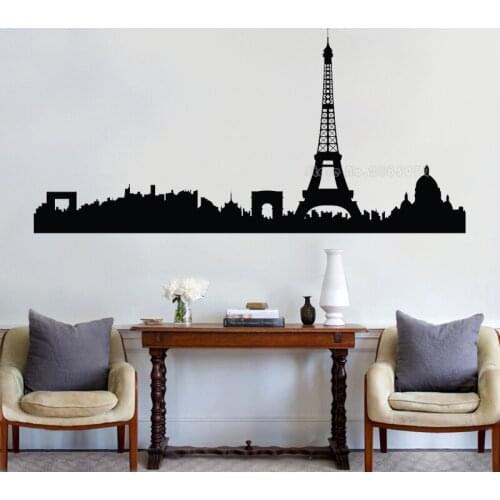 France Paris Symbol Sign Eiffel Tower City Wall Sticker Vinyl Decal For Livingroom Bedroom Home Decor Self-adhesive Mural LL2573