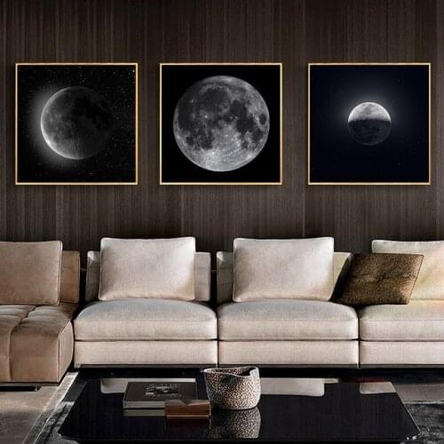 Sci-Fi Universe Starry Sky Canvas Painting HD Moon Lunar Eclipse Process Record Photography Home Room Decor Frameless Poster