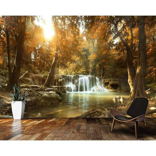 Papel de parede waterfall in tropical forest 3d wallpaper,living room tv wall kitchen bedroom wall papers home decor mural mural