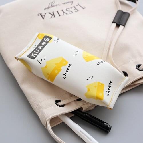 Cute Pencil case for kids children kawaii PU leather pencil box stationery pouch creative snack bag print school supplies