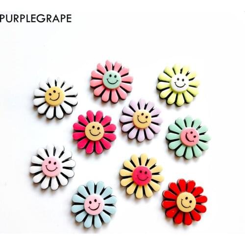 PURPLEGRAPE Fashion cute flower smiley candy color DIY handmade hair accessories hairpin jewelry jewelry pendant a pack of 8