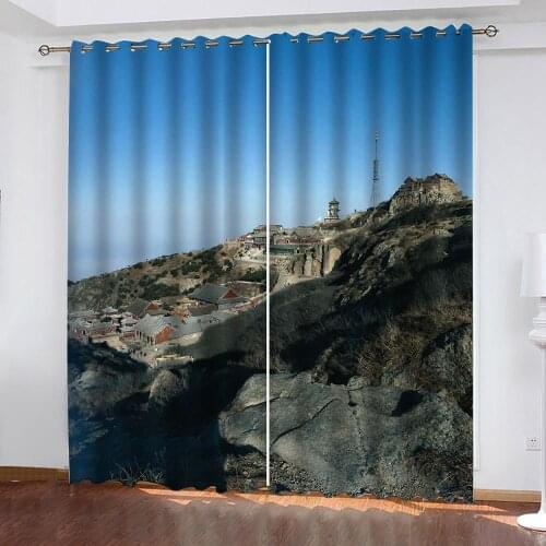 Luxury Blackout 3D Window Curtain For Living Room blue scenery curtains Decoration curtains