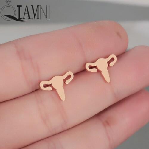 QIAMNI Uterus Stud Earrings Care Female Health Womb Body Organ Earrings Doctor Nurse Medical Jewelry Feminist Gifts Pendientes