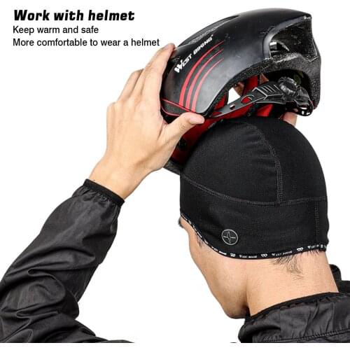 Skull Cap Helmet Liner Beanie Reflective Windproof Running Cycling Cap Sports Headgear With Ear Covers Earphone Hole