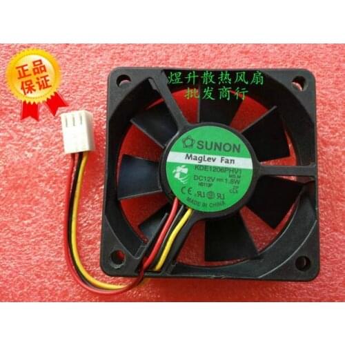 SUNON 6015 KDE1206PHV1 1.8W 6CM 60*60*15MM 3-wire Two Ball Bearing Magnetic Levitation Cooling Fan