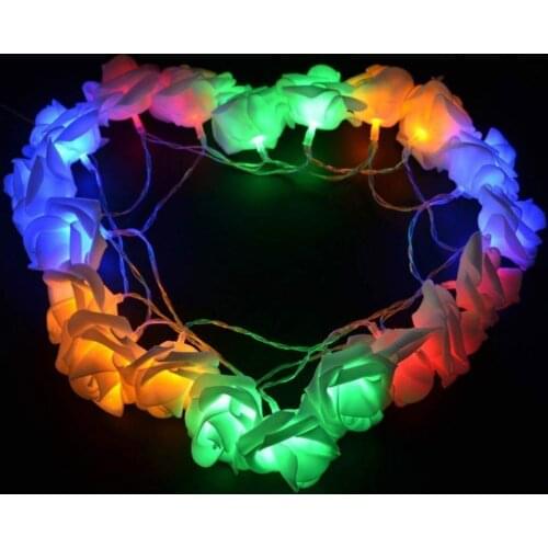Battery Operated LED Rose Flower Valentine Holiday String Lights for wedding Hotel Fashion Show Decoration 10/20/40 LED Lamp