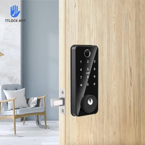 TTLock Bluetooth Smart Door Lock Biometric Fingerprint Storage Password Office Apartment Home Electronic Single Tongue Door Lock