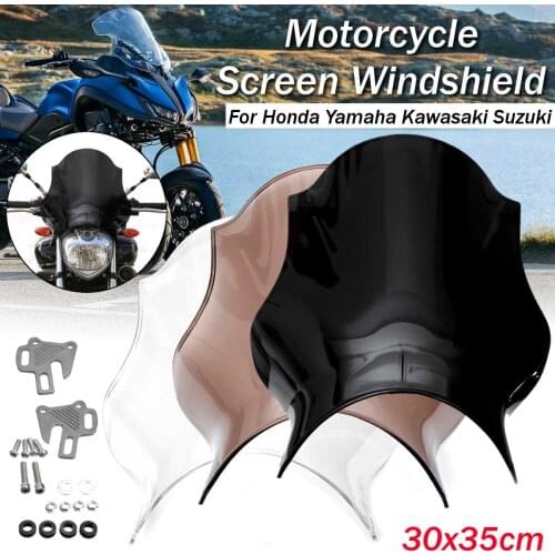 ABS Universal Motorcycle Front Windshield WindScreen For Honda/Yamaha/Kawasaki/Suzuki Deflector Clear Transparent Black