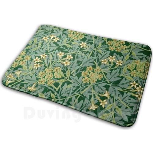 Jasmine Vintage Ornament Illustration Painting William Morris Soft Non-Slip Mat Rug Carpet Cushion Antique Colorful