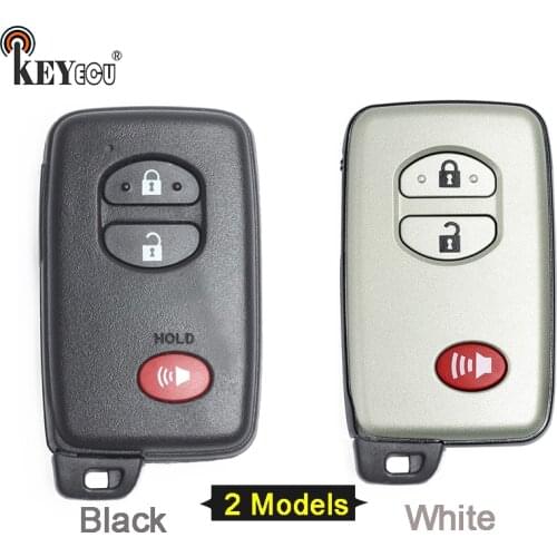 KEYECU for Toyota Replacement Remote Car Key Shell Case Fob 2+1 Button With Uncut Blade Black/White
