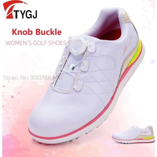 Women Golf Ball Waterproof Golf Shoes Ladies Sports Non-Slip Spikes Shoes Breathable Knob Buckle Sneakers Tennis Gym Trainers