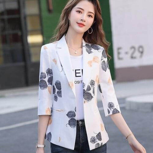 Printed small suit jacket women short style 2021 spring and summer new temperament self-cultivation all-match casual suit jacket