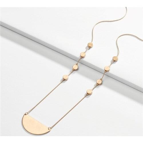 Sweet Simple Geometric Semicircle Alloy Round Beads Long Sweater Necklace For Women