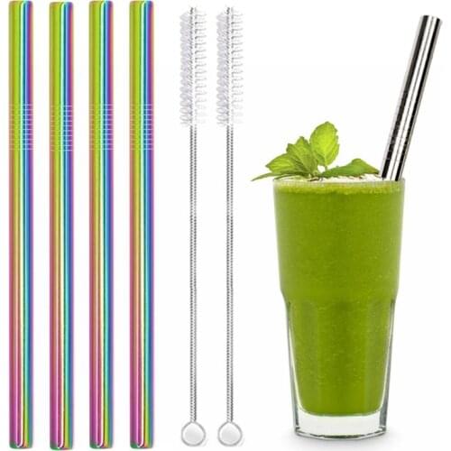 12mm Metal Boba Straws Reusable Bubble Tea Straws Reusable Jumbo Smoothie Straws 304 Stainless Steel Cocktail Drinking Straws