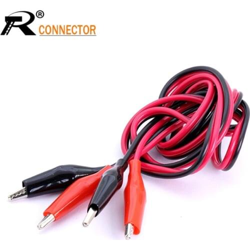 12pcs High quality Copper Double Red and Black Clips Crocodile Cable Alligator Jumper Wire Test Leads black&red 1 meter