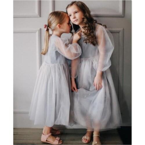 2021 Summer Flower Girl Wedding Dress Children Bridemaid Dresses For Kids Tulle Gowns Girls Boutique Party Wear Elegant Frocks