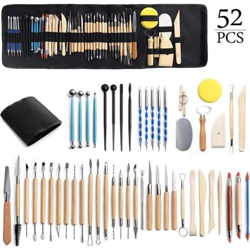 52pcs Tools For Ceramics Clay Sculpture Tools Polymer Shapers Craft Sculpting Pottery Modeling Carved Smoothing Wax Kit