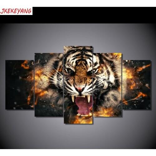 Full Square/Round Drill 5D DIY diamond painting 5pc tiger Pictures mosaic Diamond Embroidery Wall Arts J2018