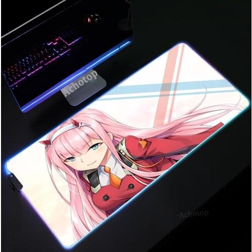 Anime Zero Two RGB Kawaii Mouse Pad Luminous LED Laptop Mini PC Game Accessories Gamer Keyboard Carpet Pad mousepad Gaming Desk