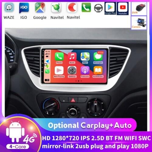 1280X720 HD Android Car Radio Multimedia Video Player GPS Navigation For Hyundai Solaris 2 Verna 2016 2017 2018 With IPS Screen