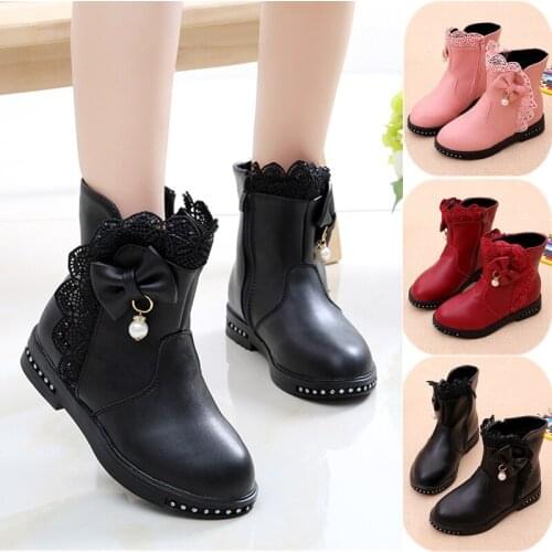 Girls boots autumn and winter 2019 new princess boots children snow boots girls plus velvet anti-skid boots