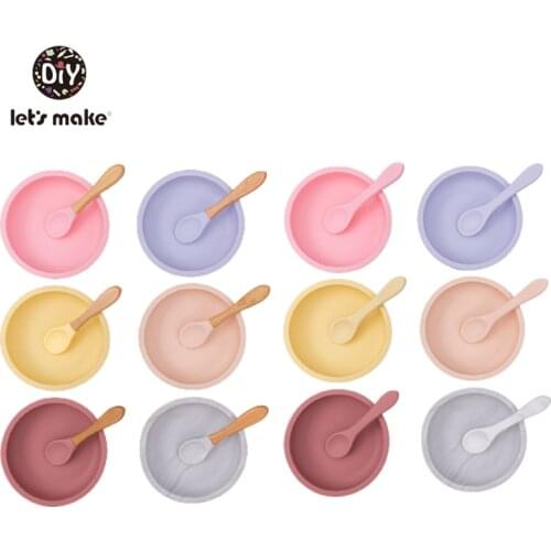 Lets Make Silicone Tableware For Babies Set Waterproof Spoon Non-Slip Feeding Food Grade Safe Tablewares Kitchens Utensils