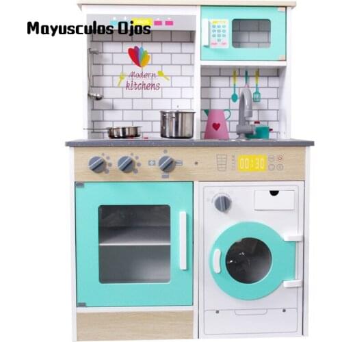 Wooden Boys And Girls Play House New Modern Small Kitchen Childrens Cooking Toys Simulation Kitchen Toys