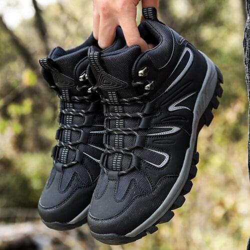 Mens Outdoor Hiking Shoes High-top Cross-country Hiking Boots Mountaineer Climbing Sneakers Waterproof Tactical Boots for Male