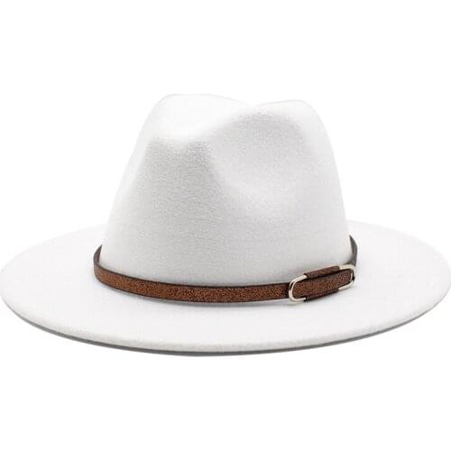 56-61cm Women Men Wool Vintage Gangster Trilby Felt Fedora Hat With Wide Brim Gentleman Elegant Lady Winter Autumn Jazz Caps