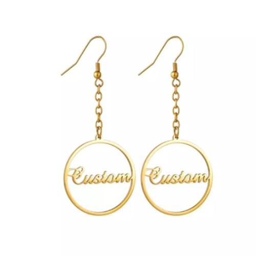 Geometric Custom Name Cricle Earrings Personalized Name Earrings Stainless Steel Letter Earrings For Female Fashion Temperament