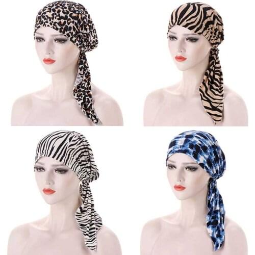 Indian Arab Wrap Women Head Scarf Turban Caps Trendy Printed Hijab Bonnet Bohemian Ethnic Inner Hijabs for Cap Muslim Headdress