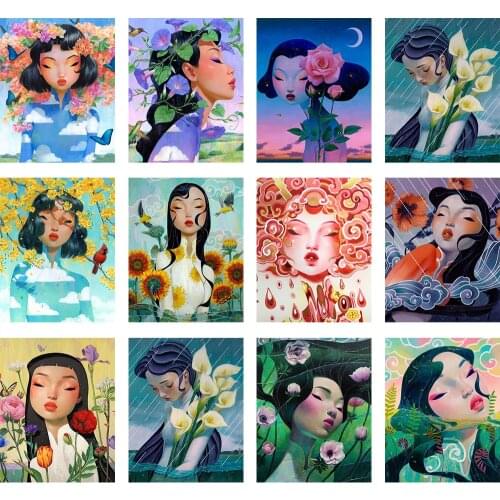 Flowers and Girls DIY Digital Painting Characters Art Atlas Coloring Decoration Canvas Wall Crafts Unique Gift