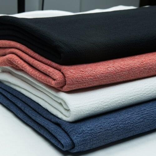 Fashion High stretchy knitted solid color cotton blend fabric for Hoodie, jacket,double layer,wrinkled pleated,craft by the yard