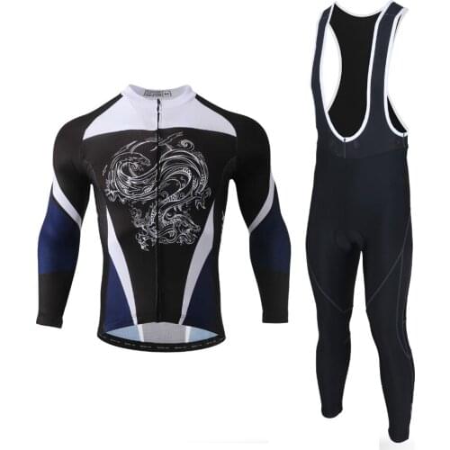 Mens Cycling Jersey Long Sleeve Bicycle Pants Set Polyester Sportswear MTB Bike Clothing Suit