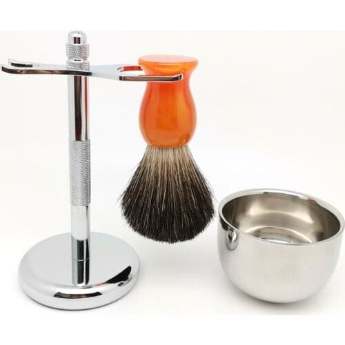 TEYO Shaving Brush Set Include Shaving Stand Bowl Black Badger Hair Brush