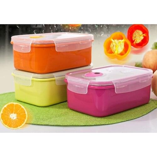 1PC New rectangular 304 stainless steel with PP Plastic lunch case for student lunch Containers O 0331