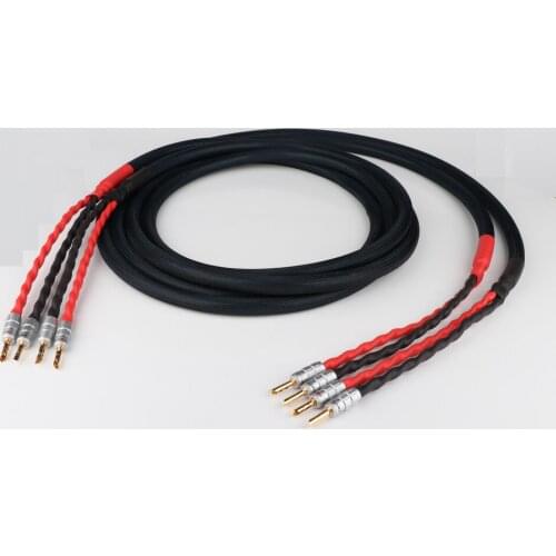 HIFI 4N OFC Silver-plated Speaker Cable Hi-end Speaker Wire For Hi-fi Systems Y Plug Banana plug Speaker Cable