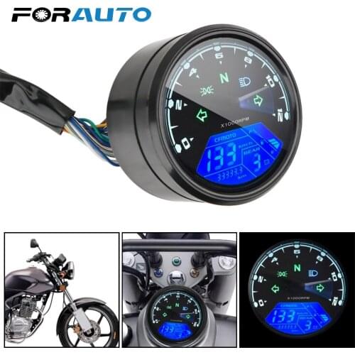 FORAUTO Night Vision Motorcycle Panel Speedometer Dial Odometer LED Multi-function Digital Indicator Tachometer Fuel Meter