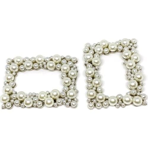 A pair of Fashion Pearl Shoes Buckles New Style Metal Clip Clasp for DIY Shoes Bag Garment Hardware Decoration Accessories