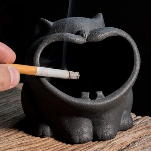 Cute Cartoon Cat Creative Art Ashtray Ceramic Household Living Room Large Capacity Anti Fly Ash Large Ashtray Gift for Boyfriend