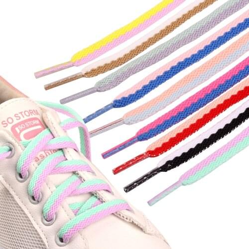 8mm Flat Dual Shoelaces Fashion Mixed Color Shoe Laces Assorted Colorful Sneaker Shoestring Replacement