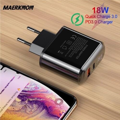 18W PD USB Charger Fast Charging EU/US Plug Travel Wall Charger For xiaomi mi10 iphone 12 pro max Huawei Samsung Phone charger